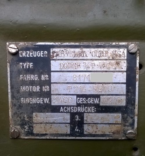 Data plates from service with the Austrian Armed Forces.