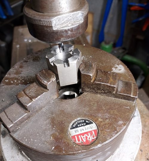 Milling castle nut for Sidd's steering arm