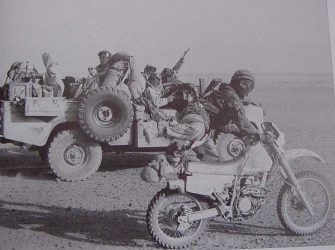 S.A.S. Land Rover with outrider 1st Gulf War 1991